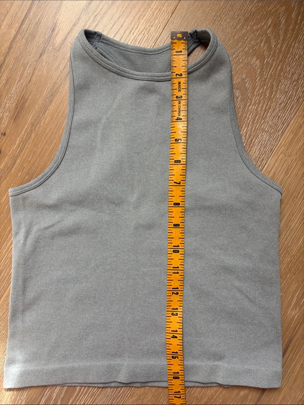 Free People Ribbed High Neck Tank Top Grey Yoga Pilates Cropped Stretch